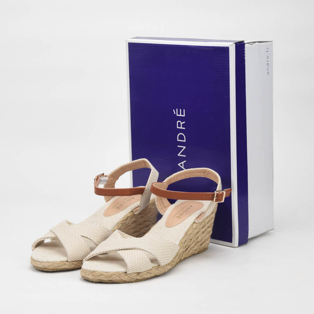 ANDRÉ SANDALES FEMME PAULETTA TEXTILE BEIGE - 52314688600