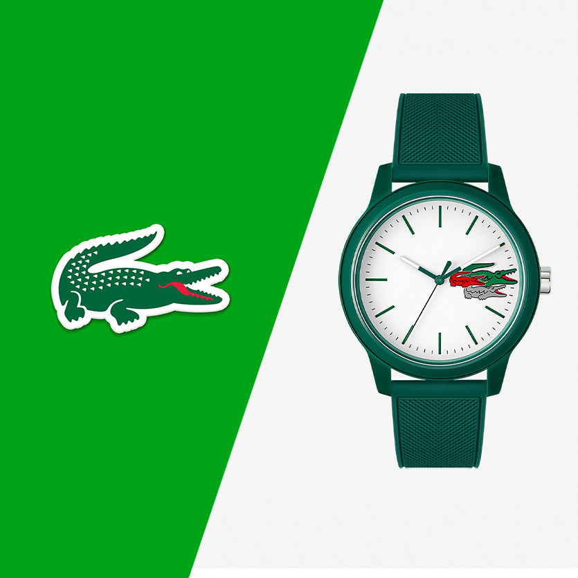 Montre Lacoste.12.12 Holiday à 3 aiguilles - Modèle blanc avec bracelet vert en silicone - 2011135