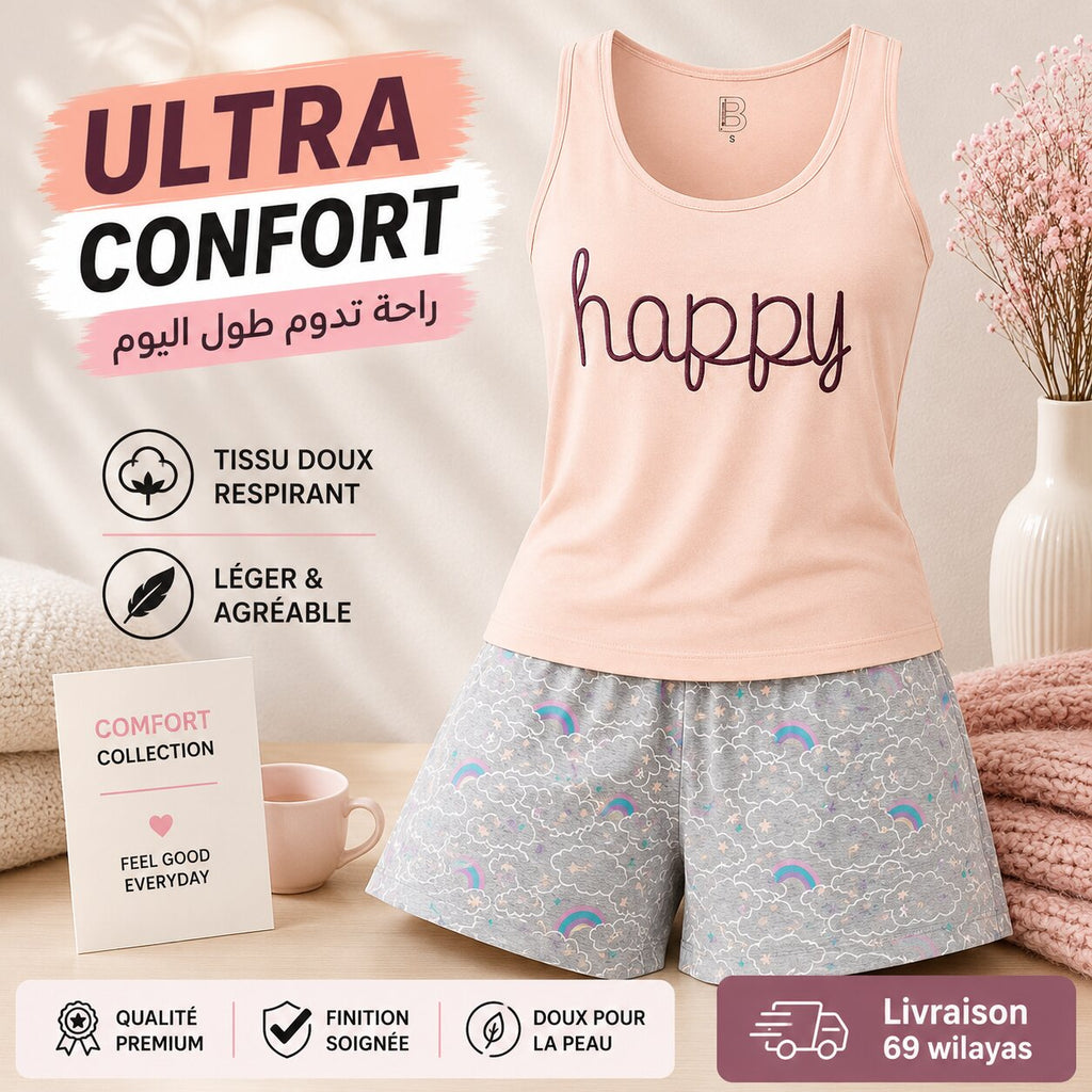 Pyjama d'Été Femme Rose - P-ROSE-C