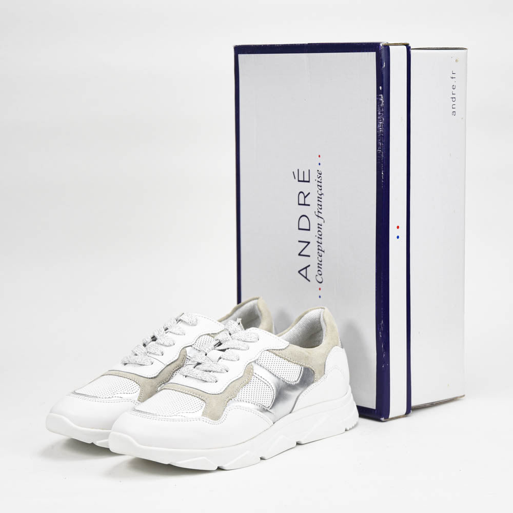 ANDRÉ BASKETS FEMME HAVILAH CUIR BLANC - 52149303600