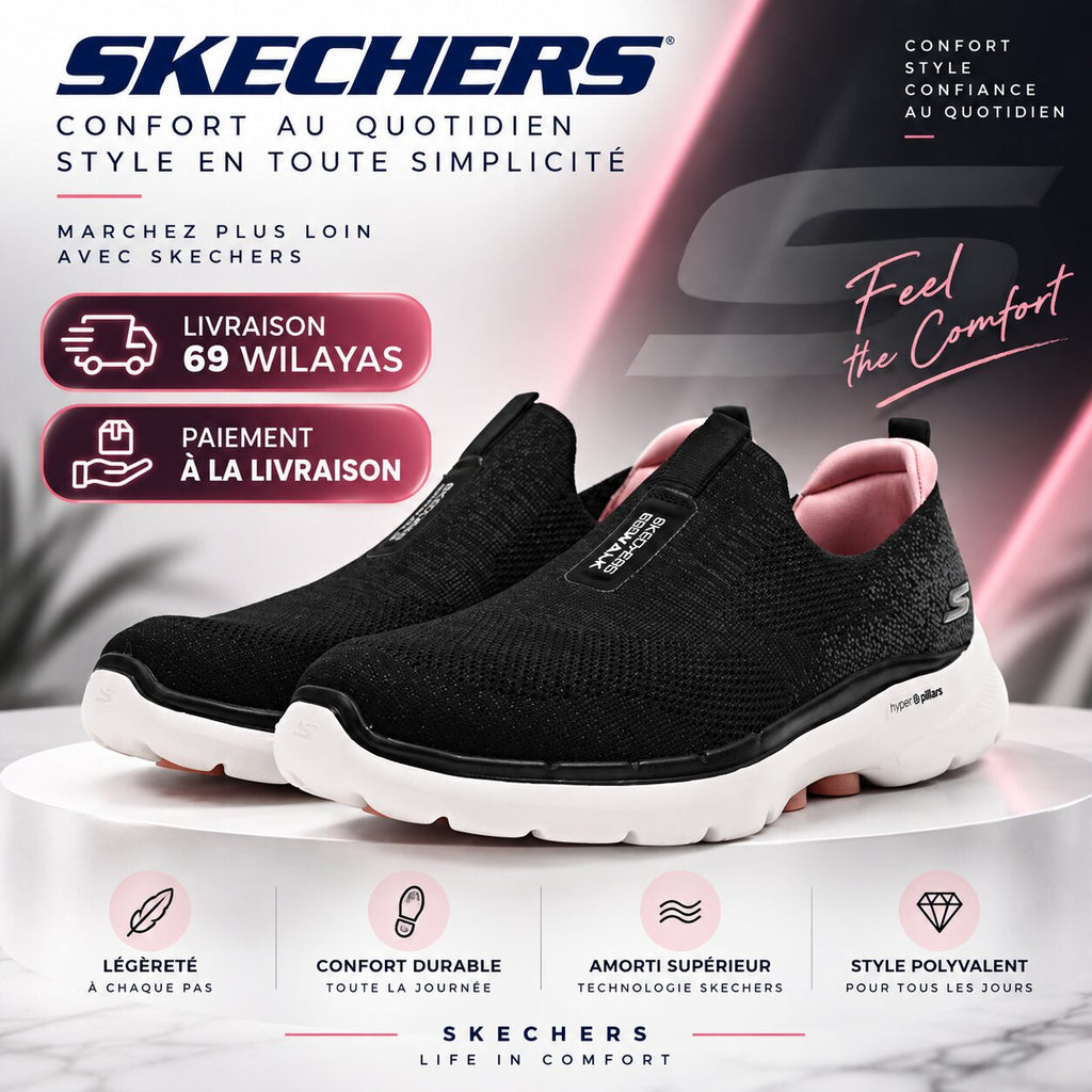 Skechers GO WALK 6 – Glimmering Walking Shoes - 124502-BKPK