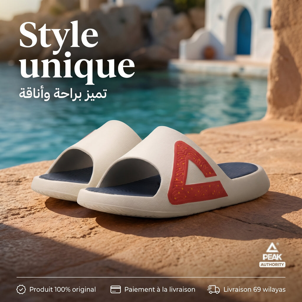 PEAK SLIPPERS TAICHI UNISEX WHITE BLUE - EWT21037L-1133