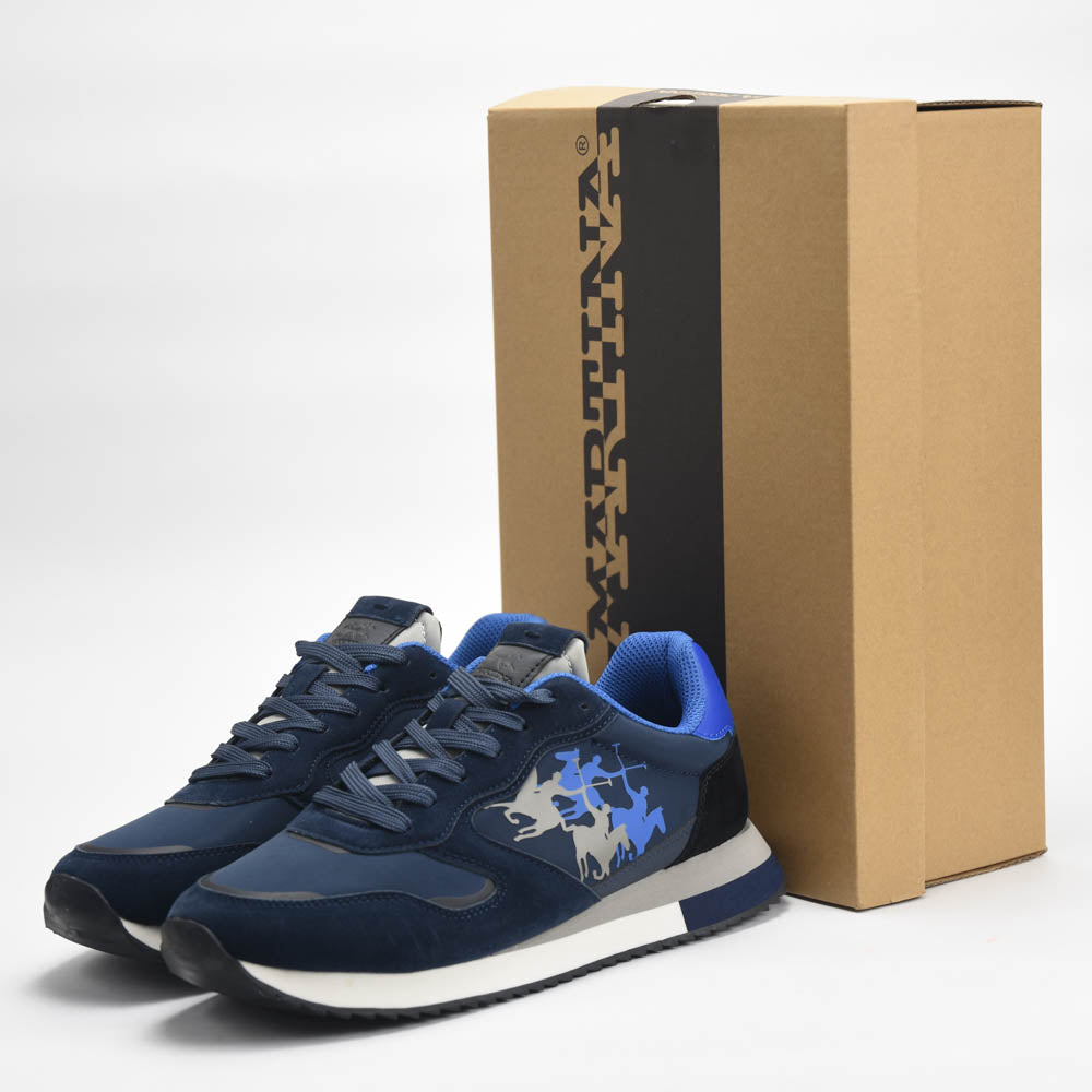 La Martina Low Sneakers Blue Leather - LFM252.041.A70.A6