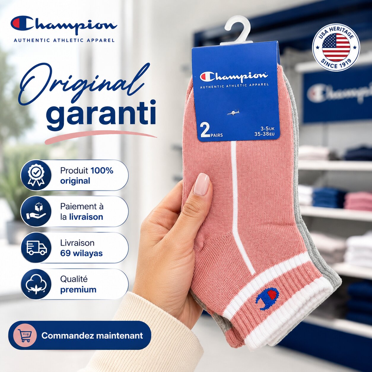Champion 2-Pack Footie Socks Grey Melange - 804322-PS033