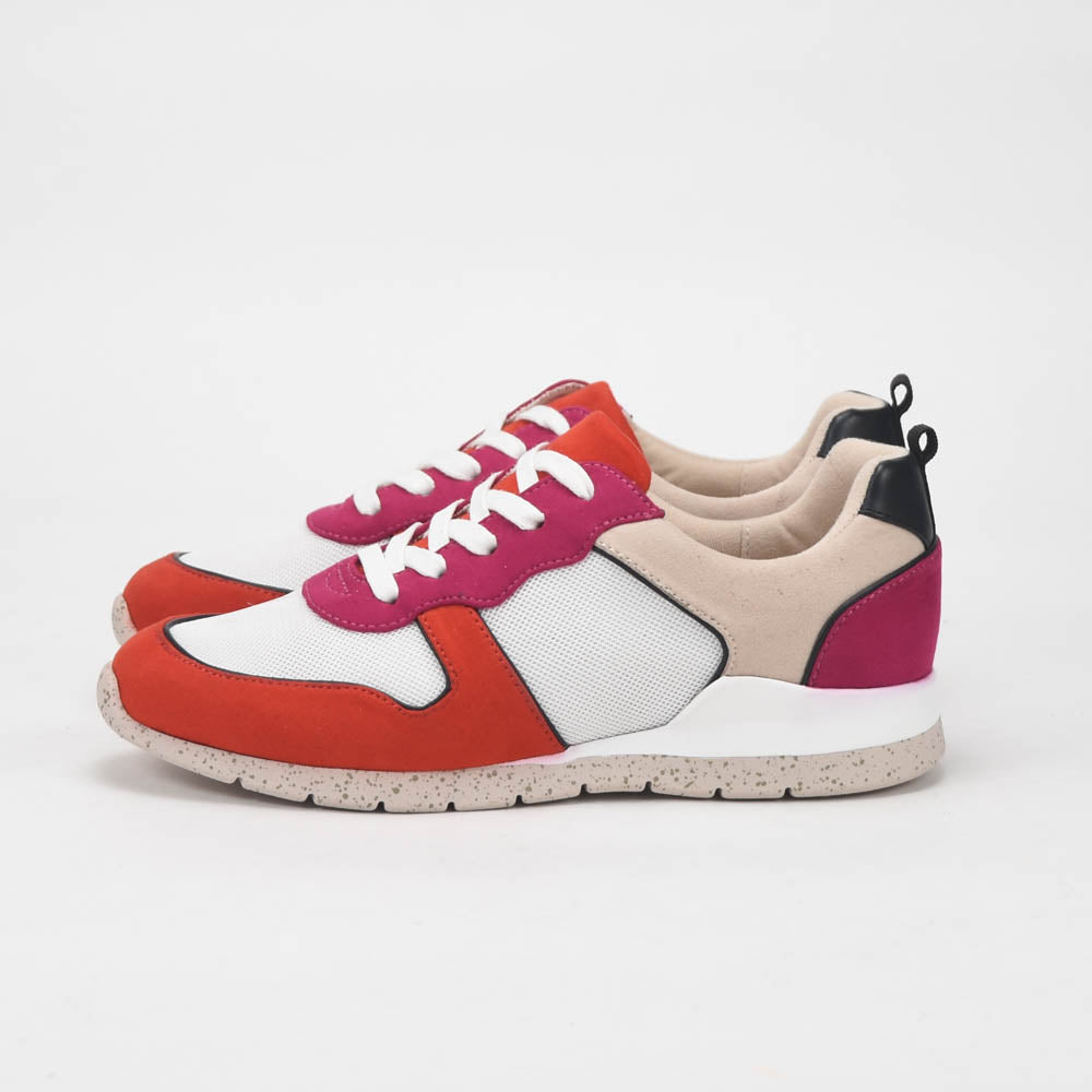 ANDRÉ BASKETS FEMME ADO CUIR ROUGE BEIGE - 52149780412