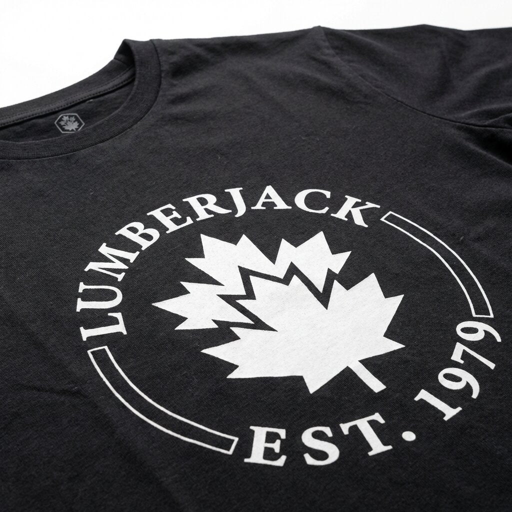 LUMBERJACK MEN TEE EST 1979 BIG LOGO BLACK - LBJ27010-DGY