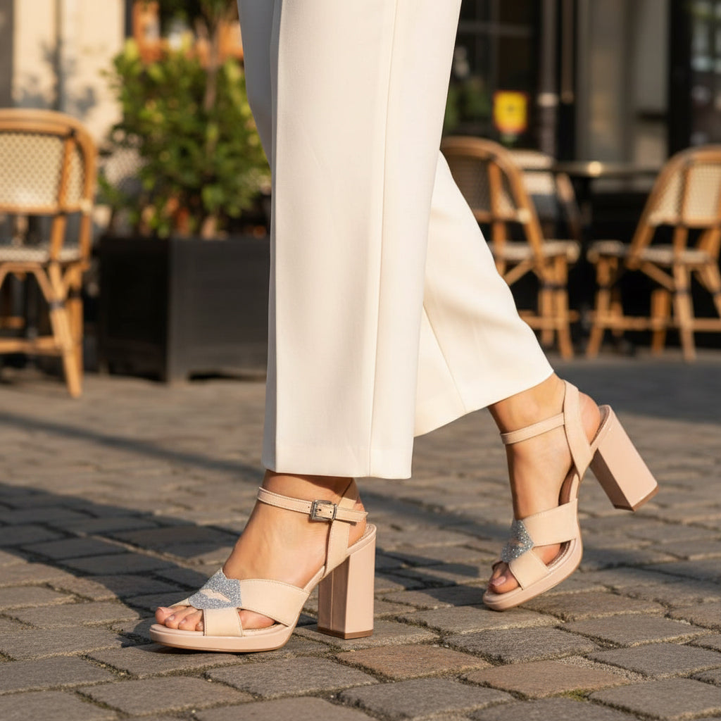 ANDRÉ SANDALES FEMME CUIR NUDE - 52314639087