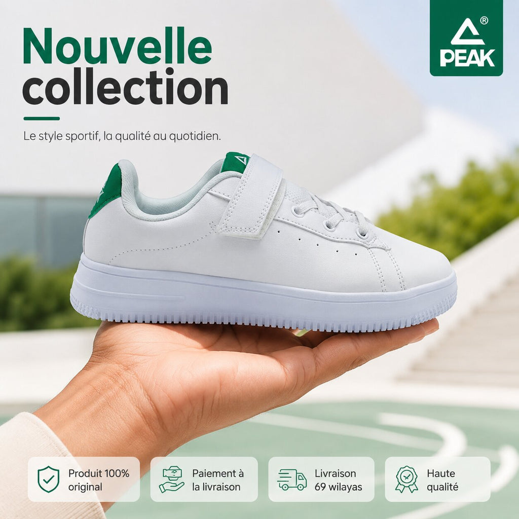 Peak Kids Casual Shoes White Green - EK3902B-X169