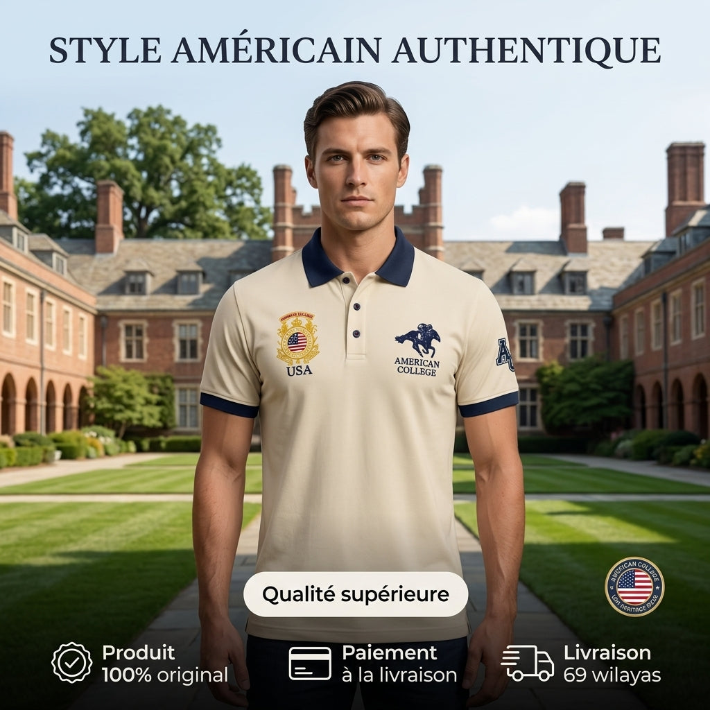 American College t-shirt pour Homme - AC126-BEIGE