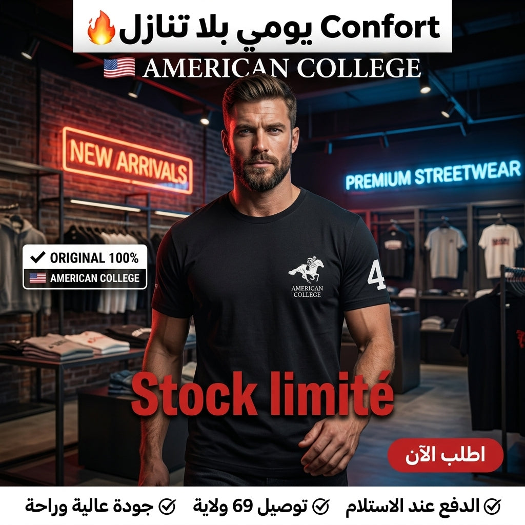 American College t-shirt pour Homme - TS260104-BLACK