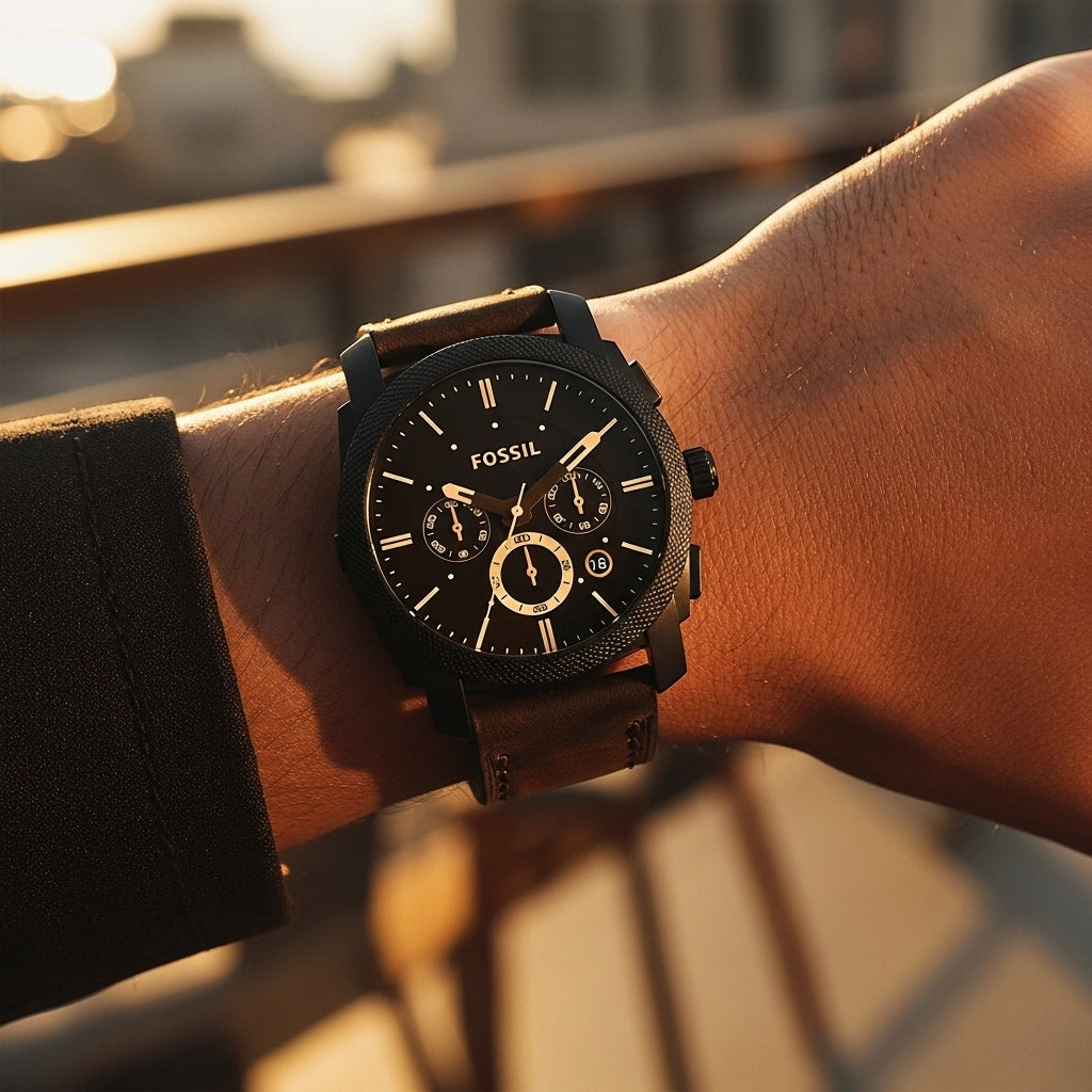 Montre FOSSIL Machine chronographe en cuir Brun - FS4656