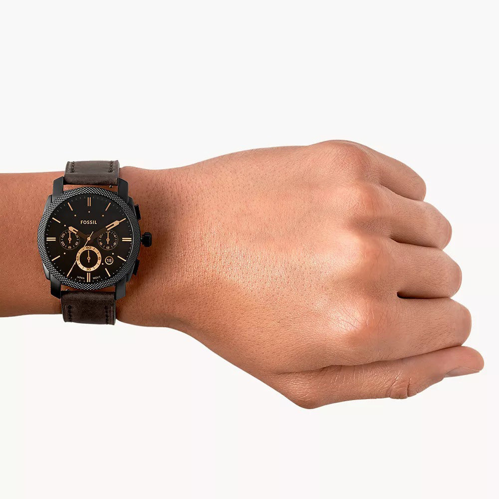 Montre FOSSIL Machine chronographe en cuir Brun - FS4656