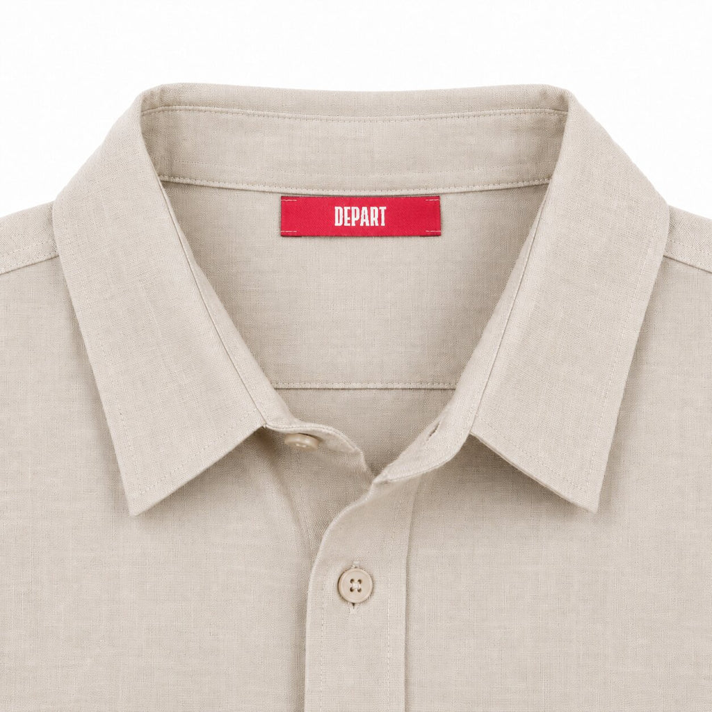 Départ Homme Chemise en Lin Beige - MZ139-G21-000740