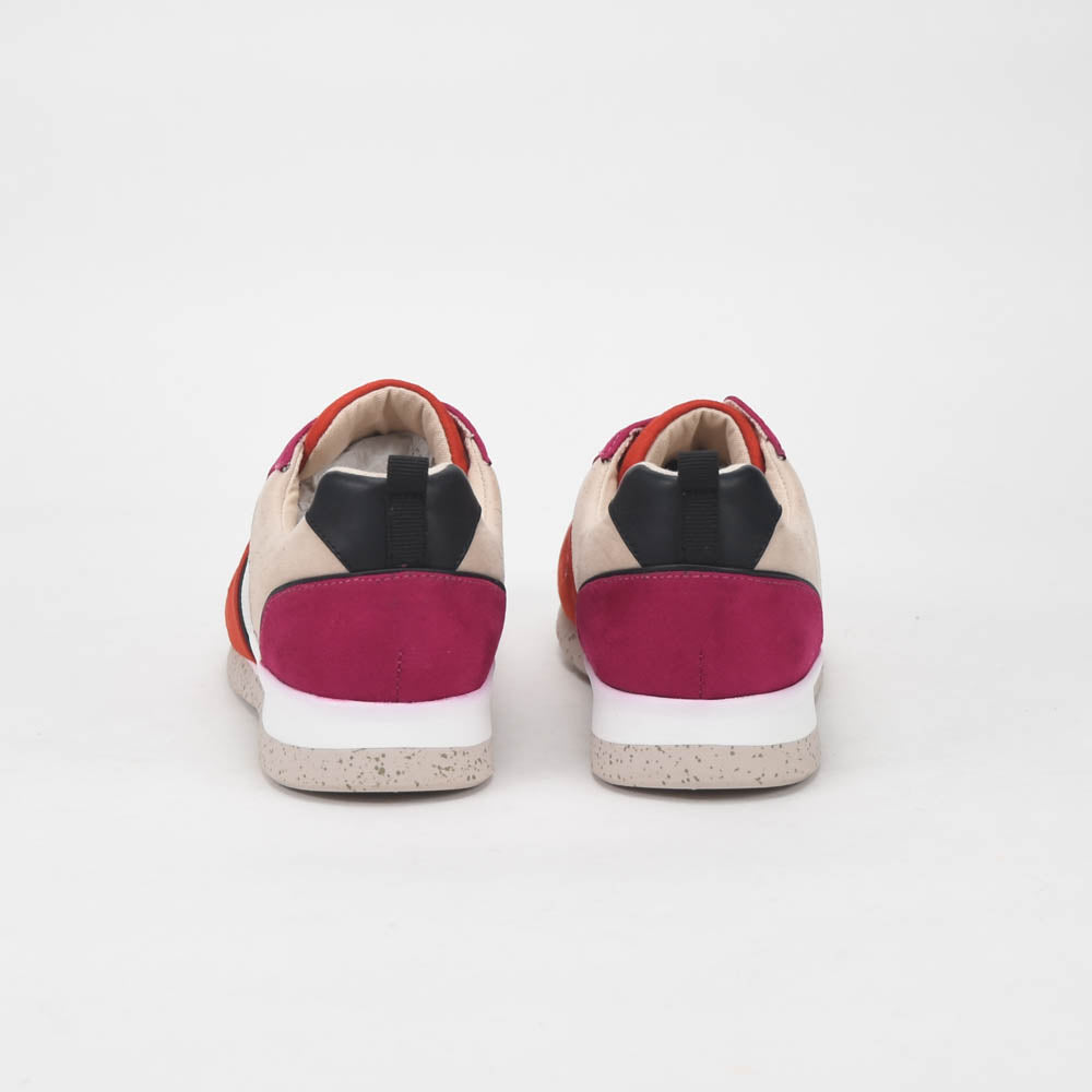 ANDRÉ BASKETS FEMME ADO CUIR ROUGE BEIGE - 52149780412