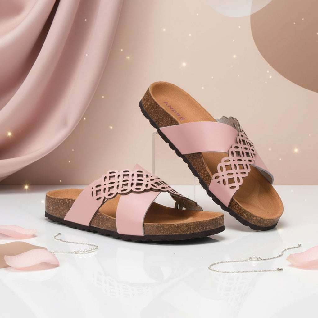 ANDRÉ MULES FEMME ROULADE ROSE - 52321902435
