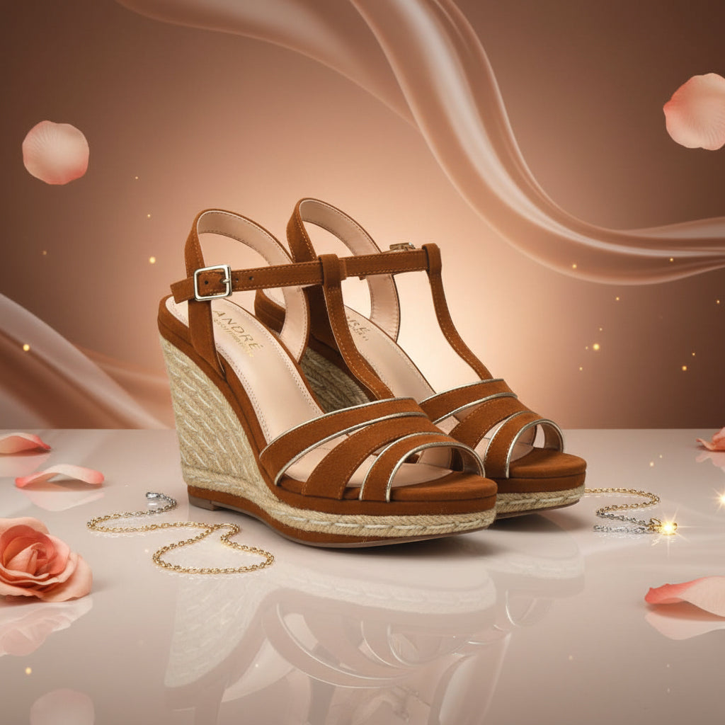 ANDRÉ SANDALES FEMME JULY CUIR MARRON - 52314689623