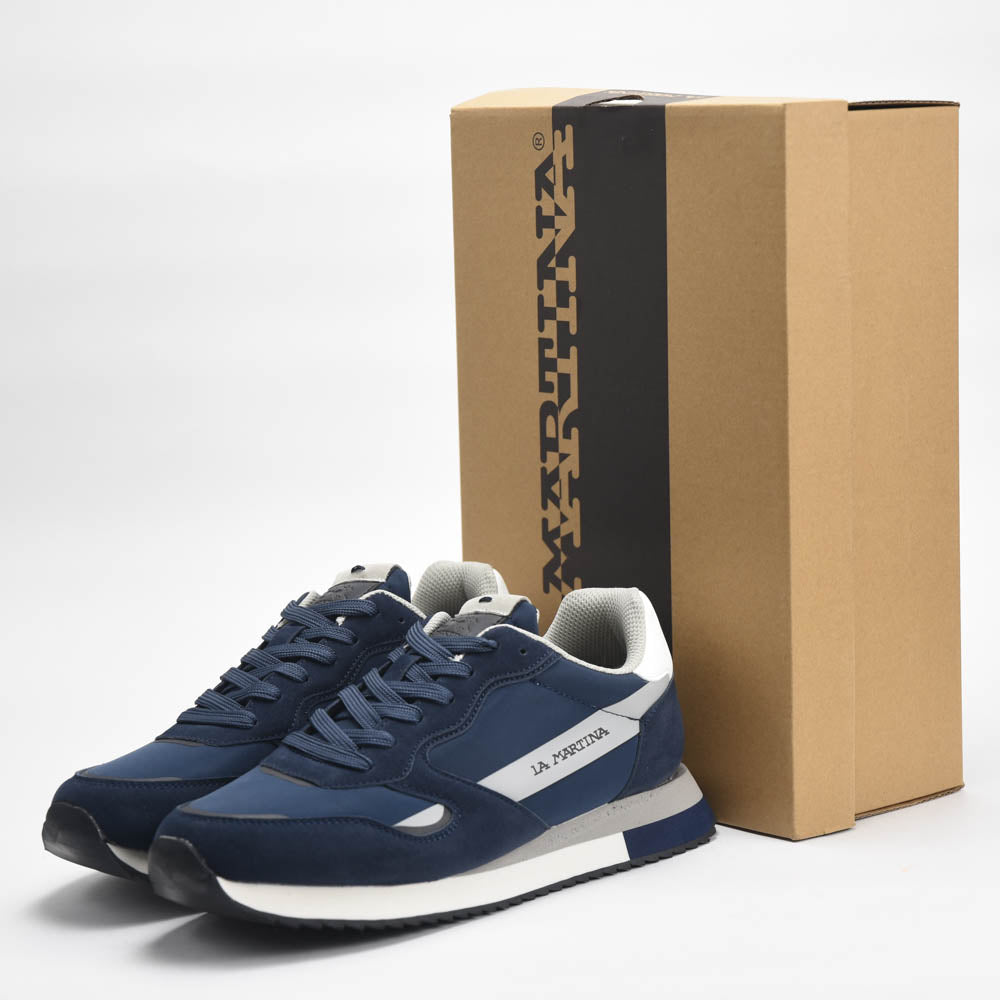 La Martina Low Sneakers Blue Leather - LFM252.040.A70.BT
