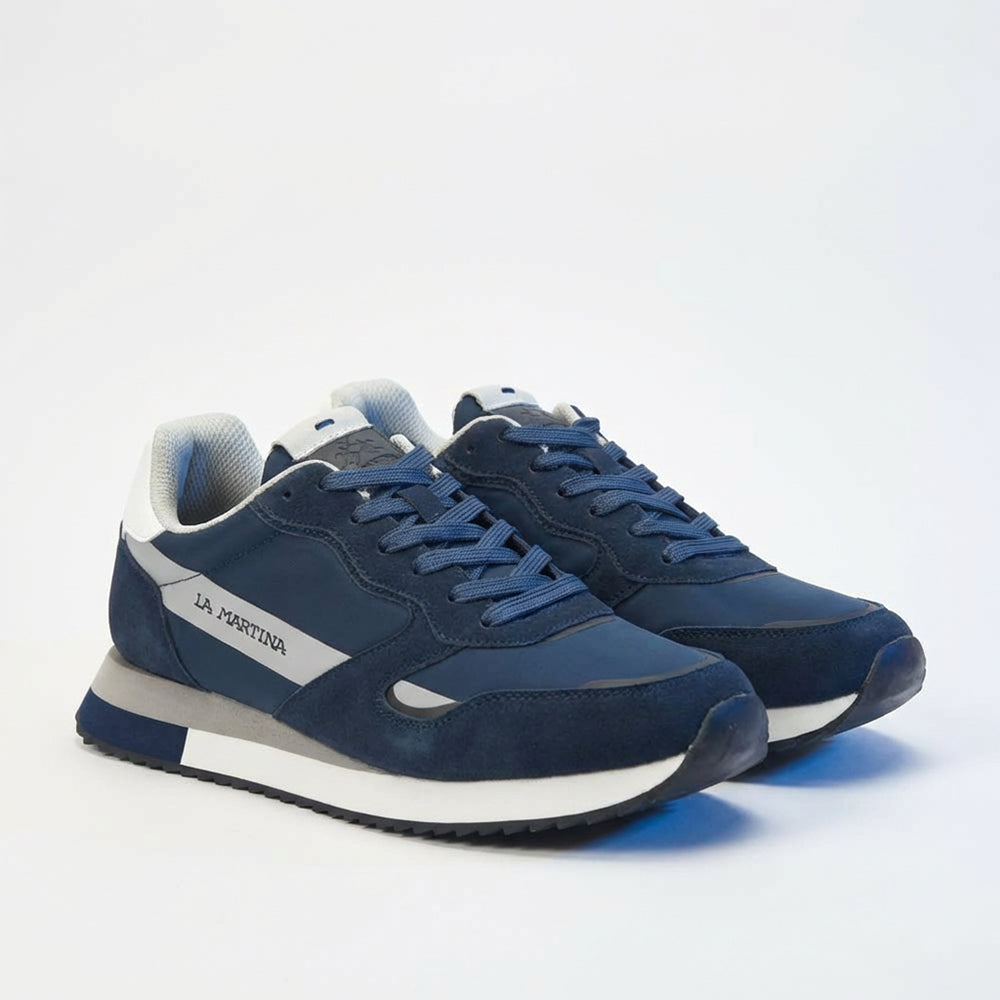 La Martina Low Sneakers Blue Leather - LFM252.040.A70.BT