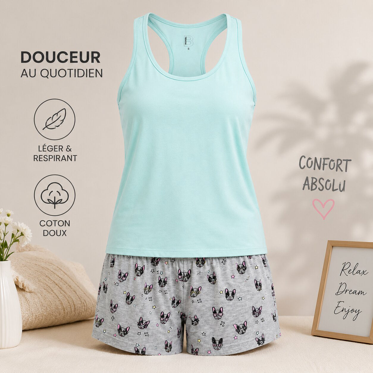 Pyjama d\'Été Femme - P-BOULEVARD-VERT02