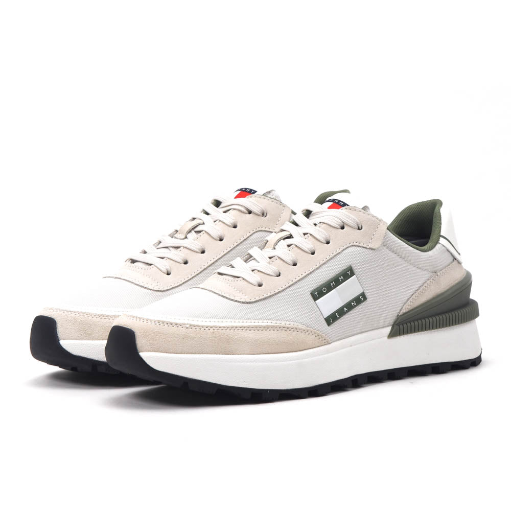 TOMMY HILFIGER BASKETS TOMMY JEANS TJW TECH RUNNER ESS HOMME KHAKI - ENOENO-LIGHT GREEN