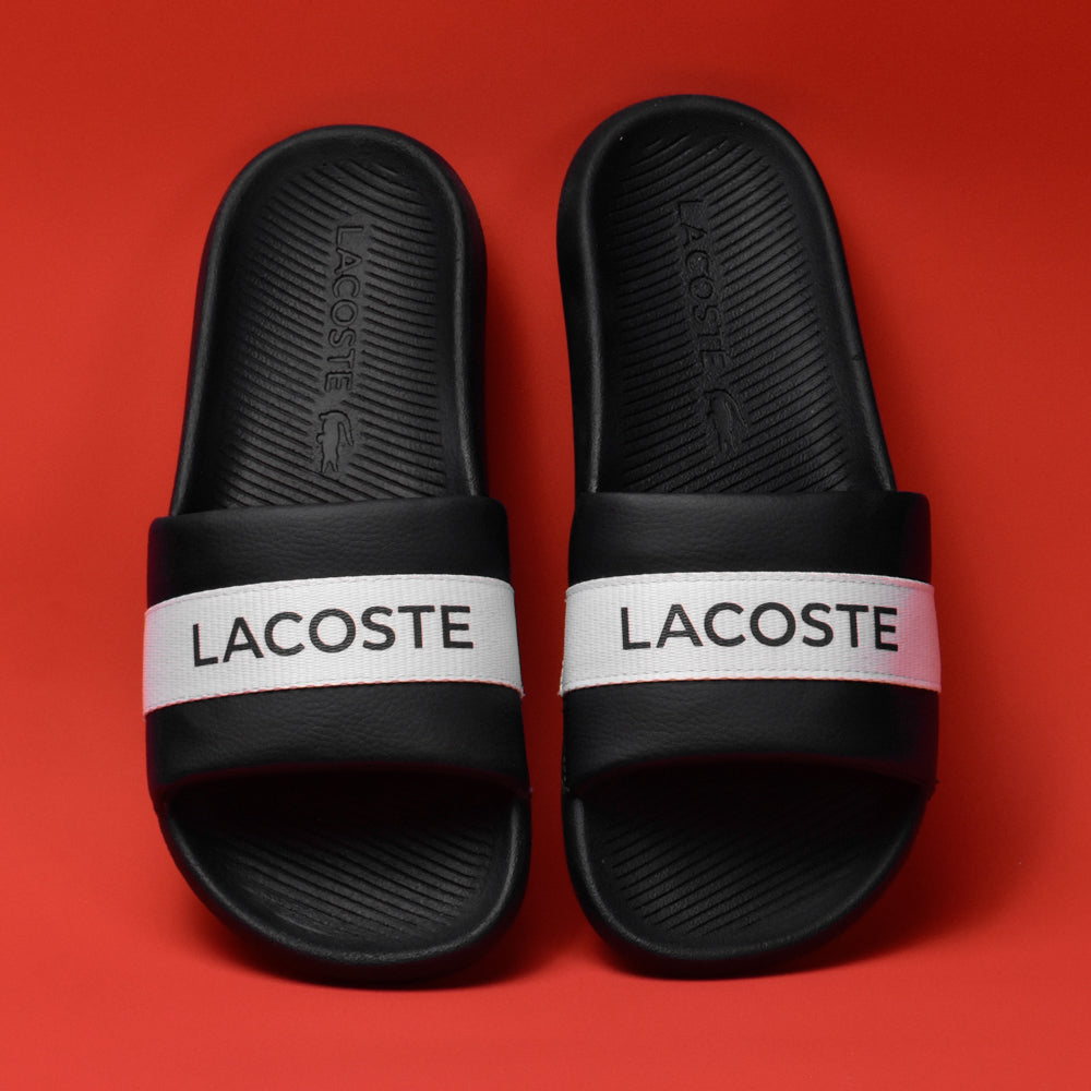 CROCO SLIDE 0721 1 CFA BLK/WHT LACOSTE - 41CFA0011-312