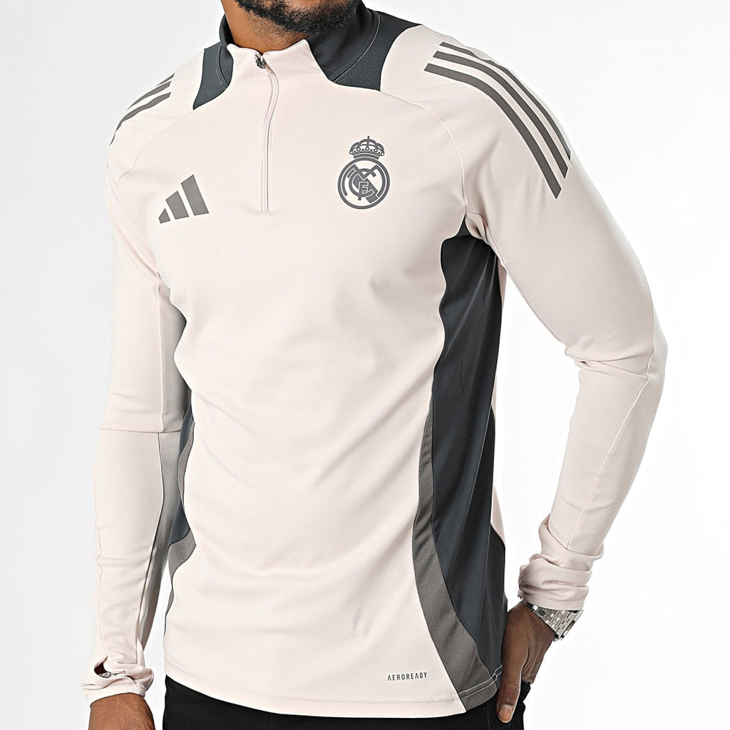 Tee Shirt Manches Longues A Bandes Real Madrid IT5133 Beige Gris - IT5133