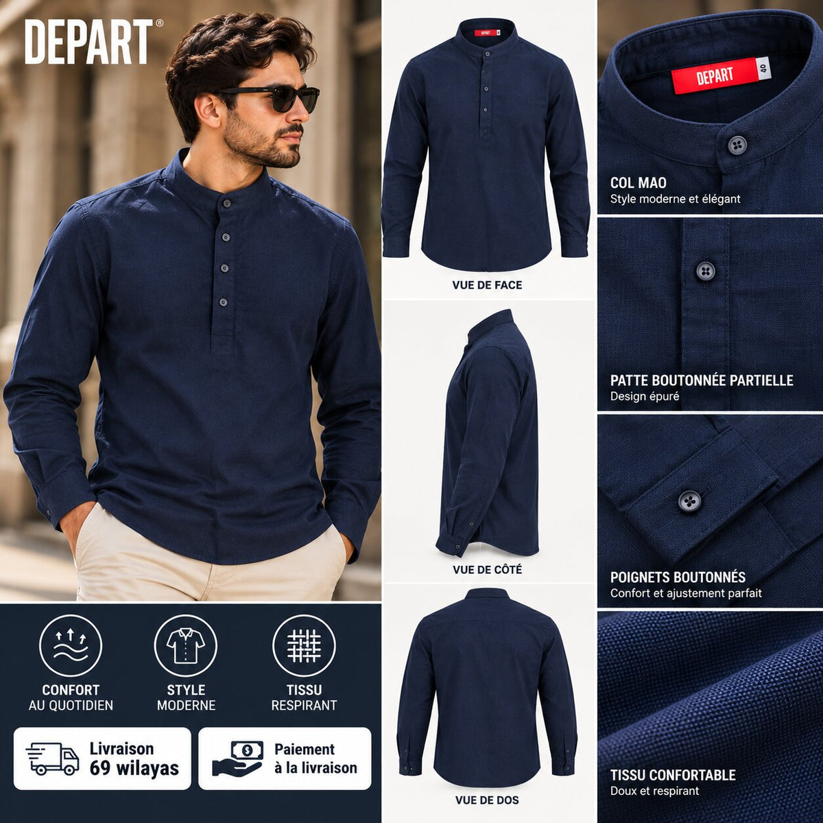 DEPART LINEN SHIRT LS - MZ140-G21-000747