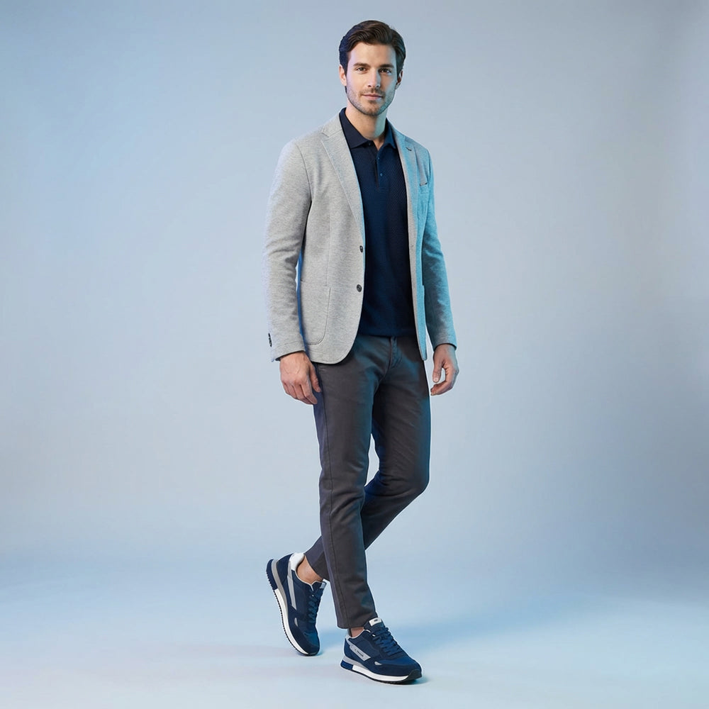 La Martina Low Sneakers Blue Leather - LFM252.040.A70.BT