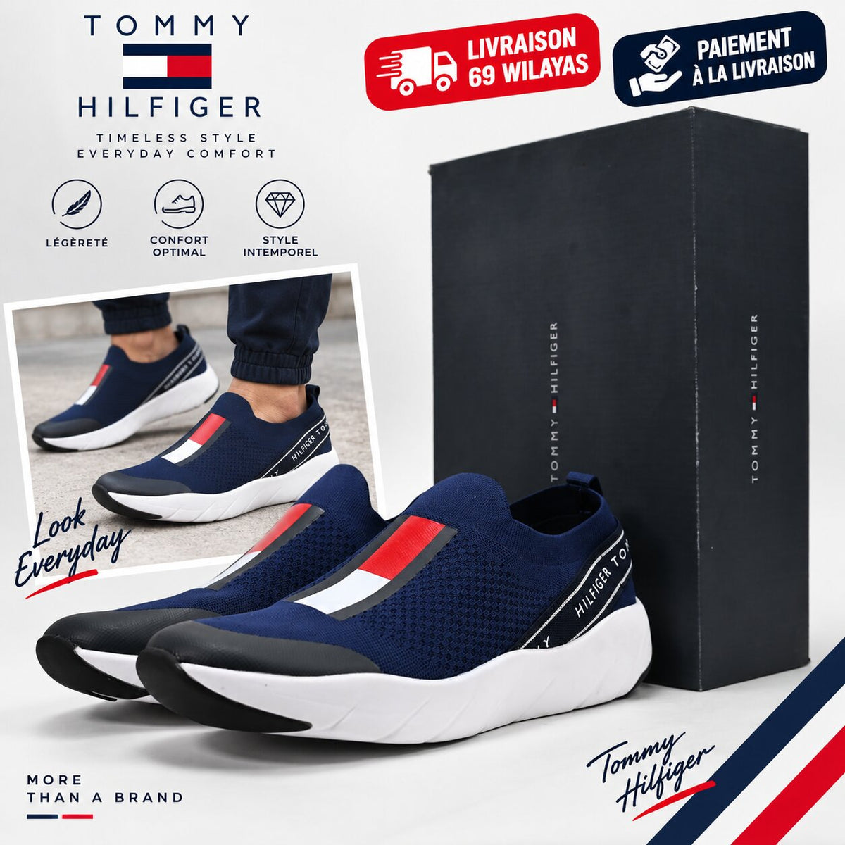 Tommy Hilfiger Low Cut Slip-On Sneakers - T3A4-30418-0702800-BLUE