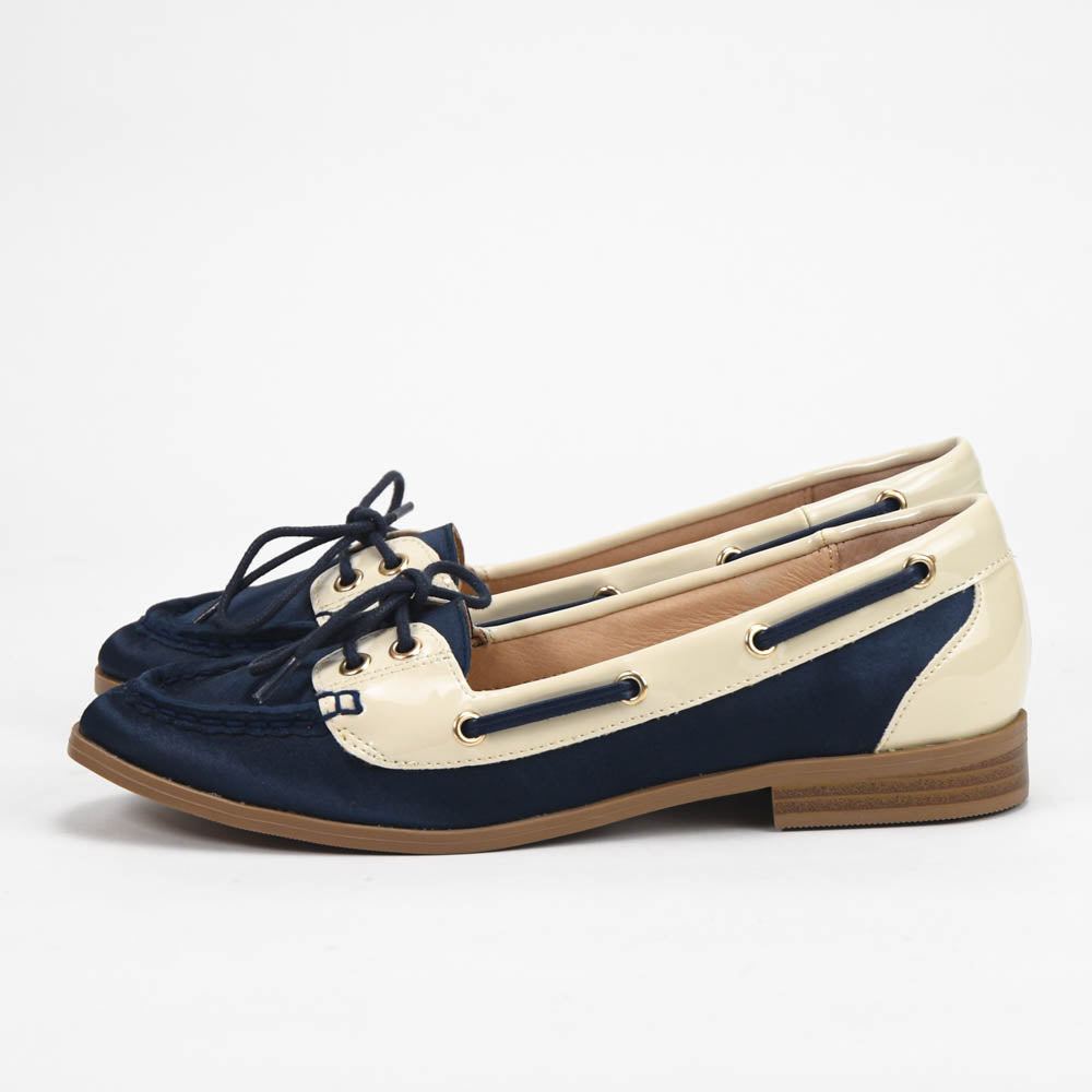ANDRÉ MOCASSINS FEMME CUIR BLEU BEIGE - 52124482204