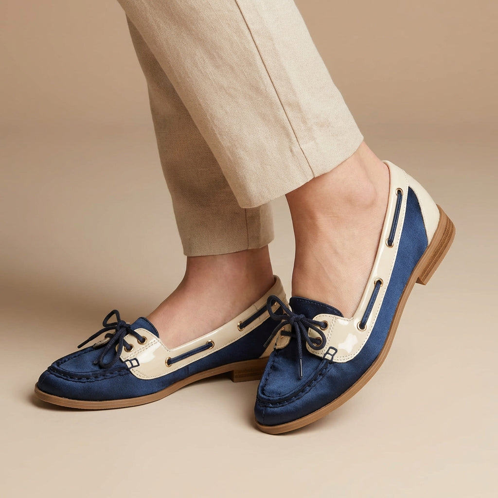 ANDRÉ MOCASSINS FEMME CUIR BLEU BEIGE - 52124482204