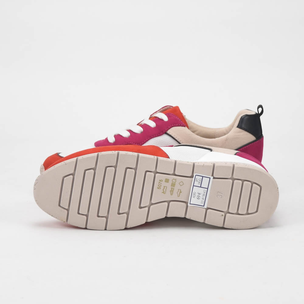 ANDRÉ BASKETS FEMME ADO CUIR ROUGE BEIGE - 52149780412