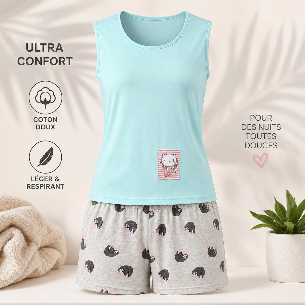 Pyjama d'Été Femme - P-BOULEVARD-VERT01