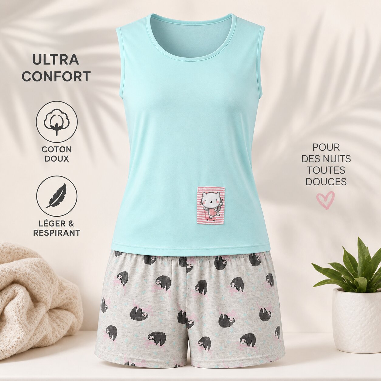 Pyjama d'Été Femme - P-BOULEVARD-VERT01