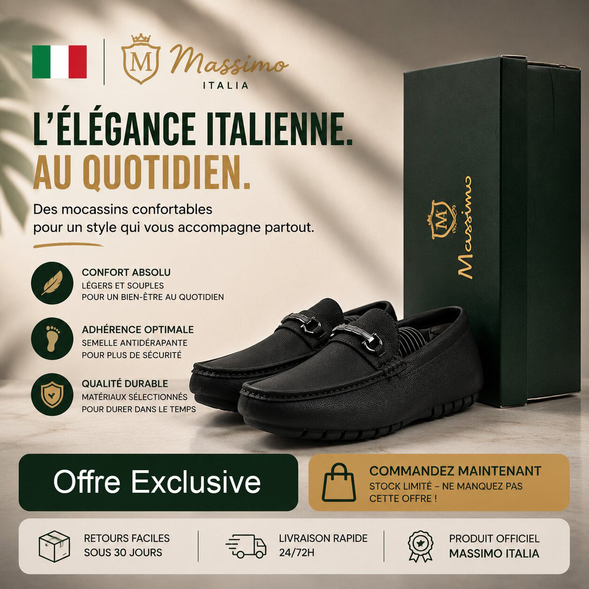 Massimo Mocassins Driving Loafers - 222-10A-BLACK
