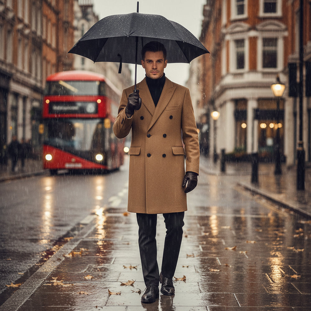 MANTEAU Hackett London Camel Broken Twill DB - HM402677R-855