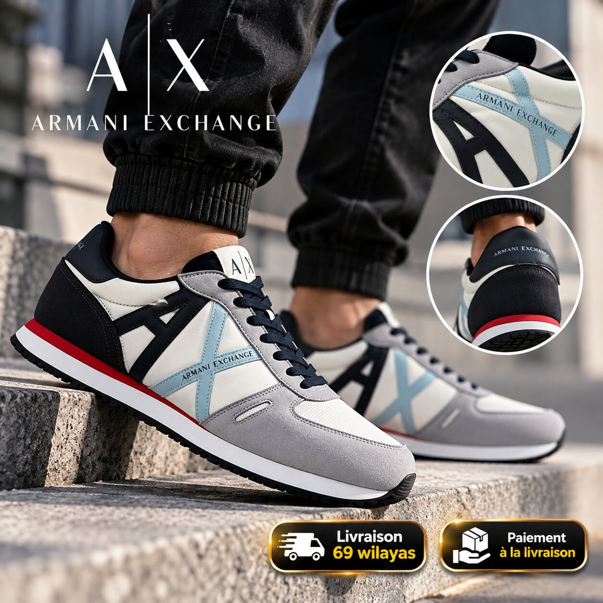 Armani Exchange Retro Running Sneakers - XUX017-XCC68-B11