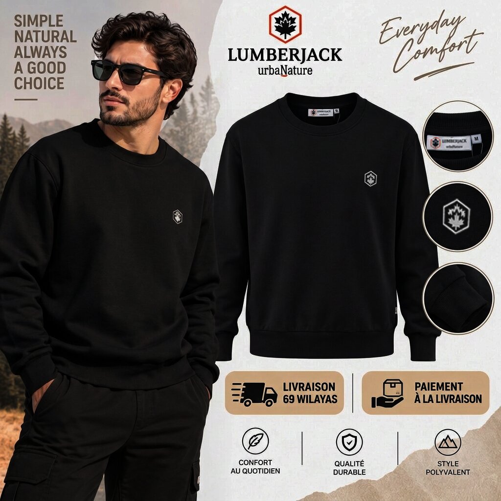 LUMBERJACK SWEAT SHIRT - LBJ-00601-BLK