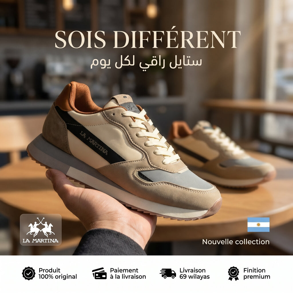 La Martina Low Sneakers Blue Leather - LFM252-040-A70-AE