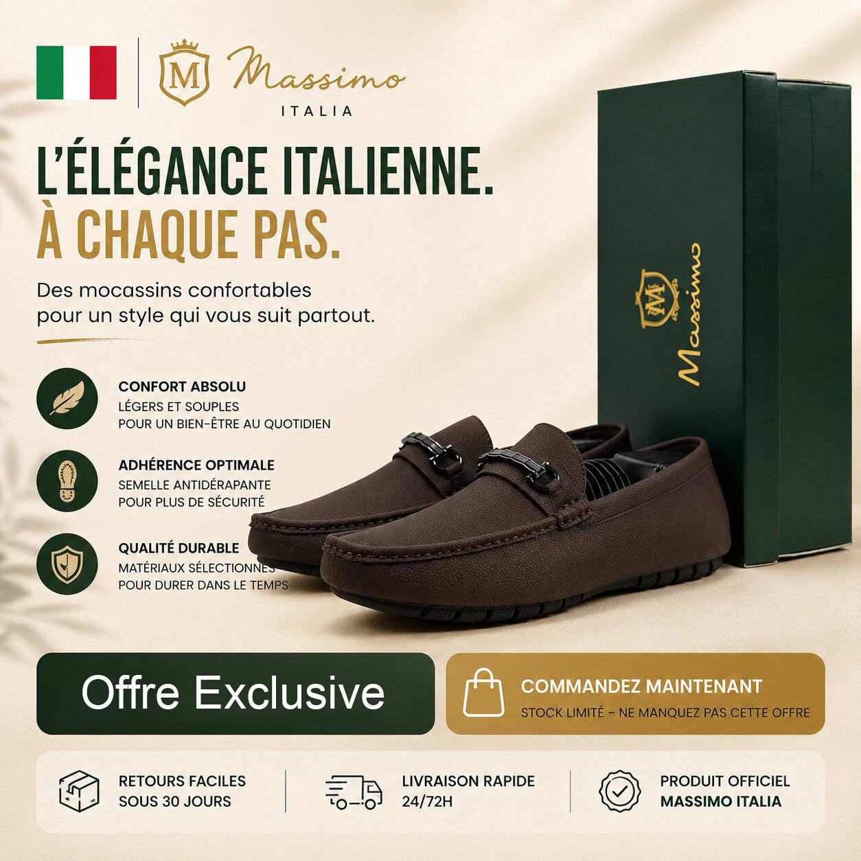 Massimo Mocassins Driving Loafers - 222-10A-BROWN