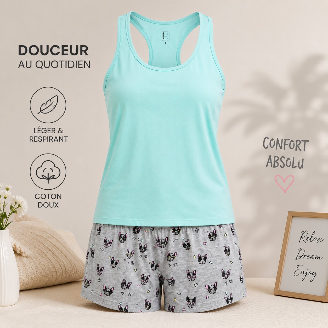 Pyjama d\'Été Femme - P-BOULEVARD-VERT04