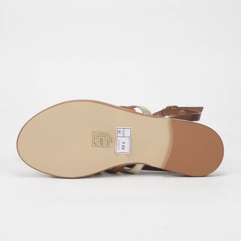 ANDRÉ SANDALES FEMME SECRETE CUIR MARRON BEIGE - 52321631404