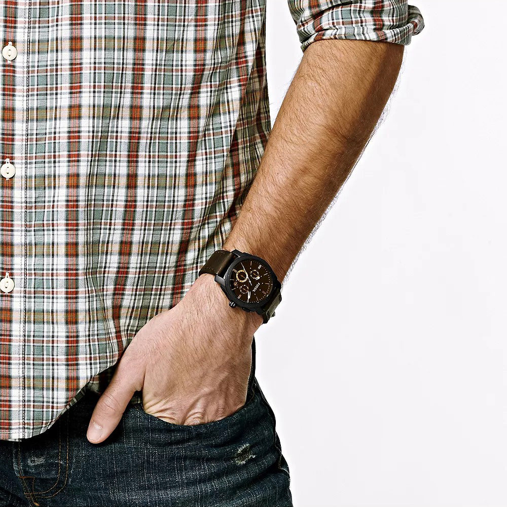 Montre FOSSIL Machine chronographe en cuir Brun - FS4656