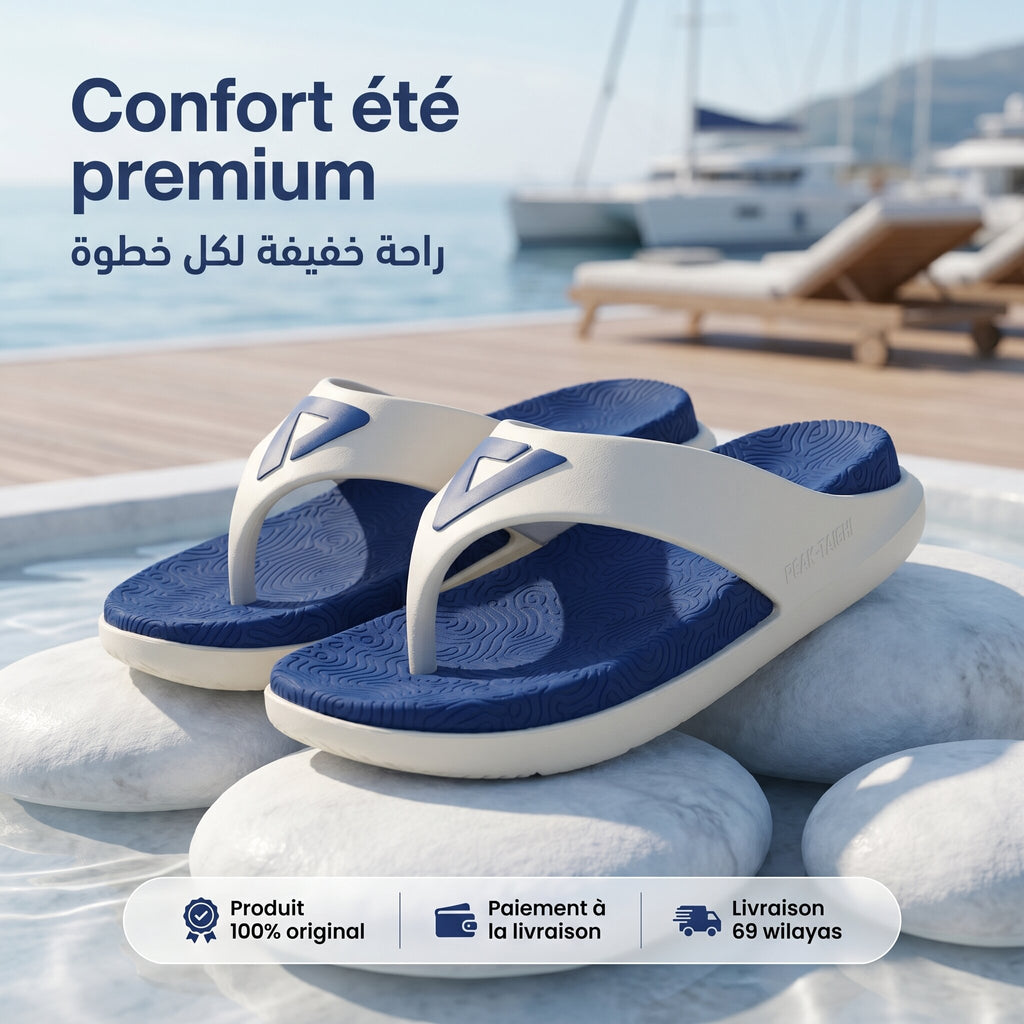 Peak Taichi Beach Sandals White Blue - ET23431L-1133