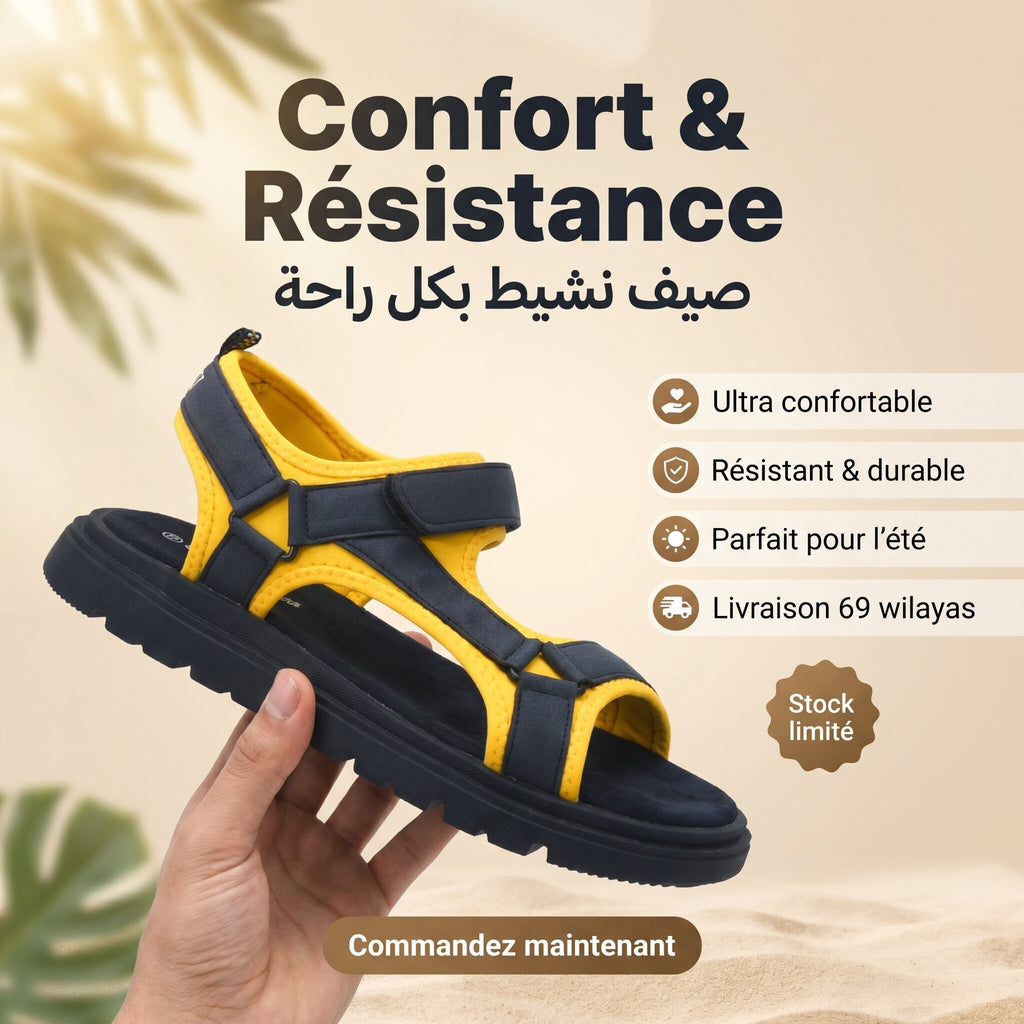 Safety Jogger Kids Memory Foam Sandals - 589962-NAV-YEL