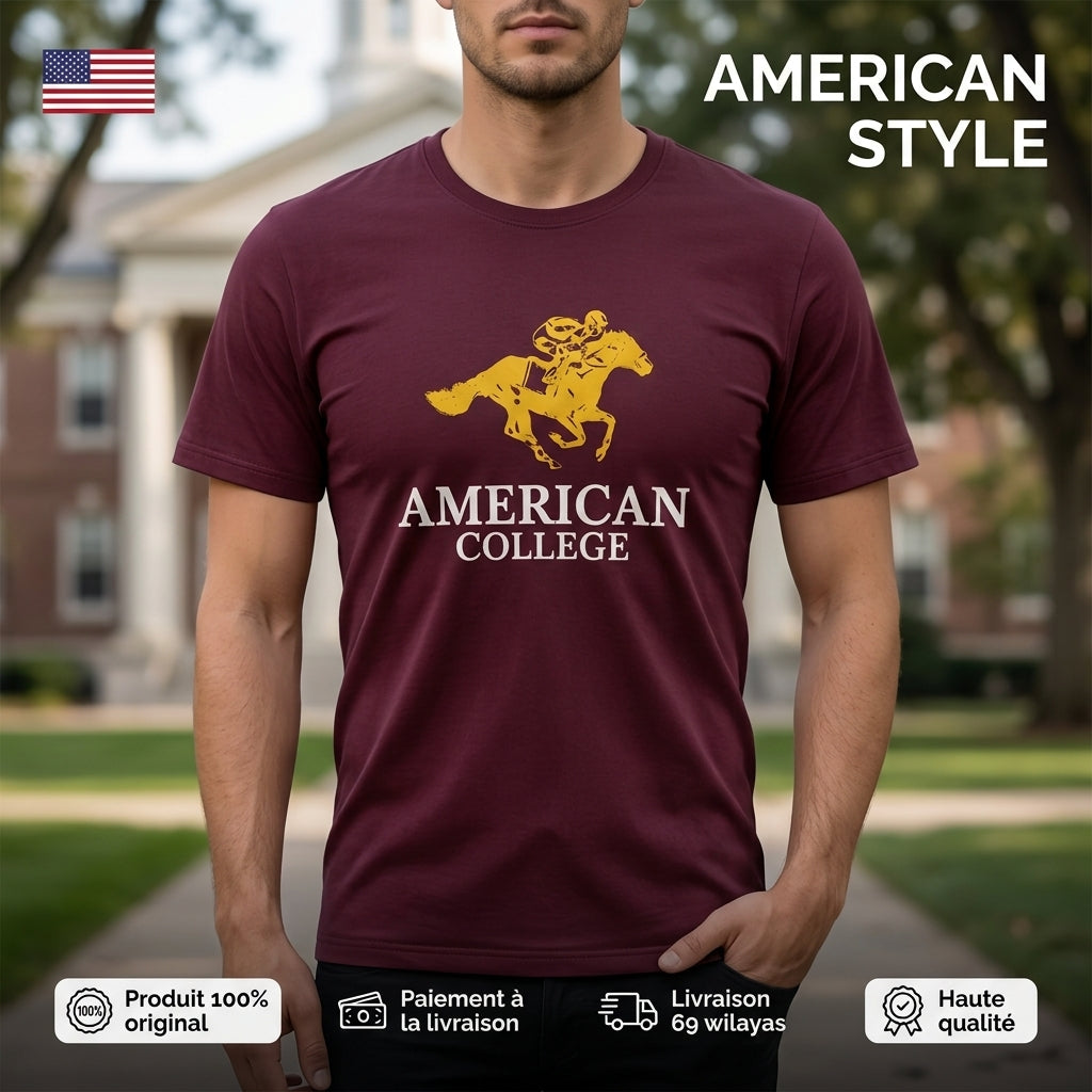 American College t-shirt pour Homme - TS260103-GRENAT
