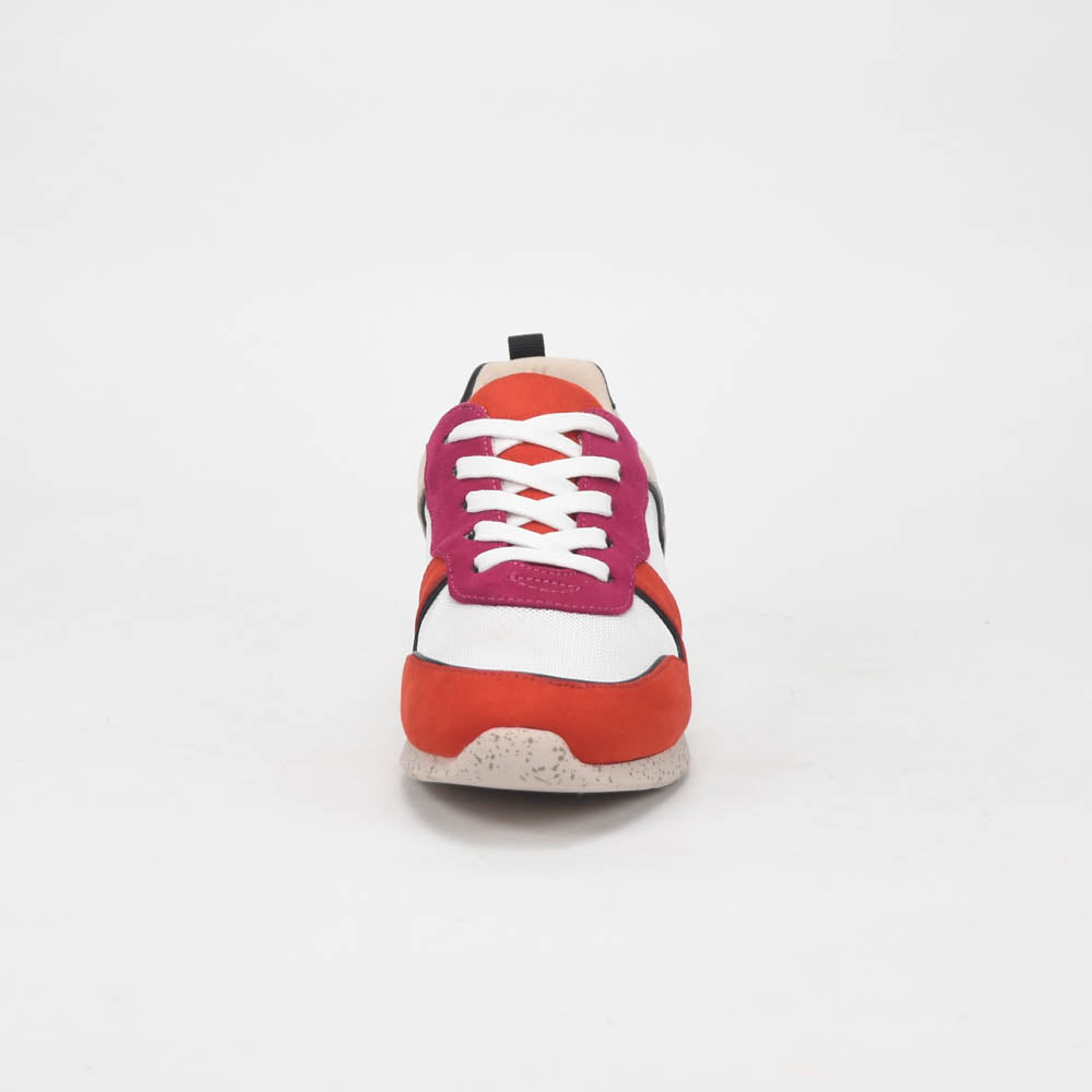 ANDRÉ BASKETS FEMME ADO CUIR ROUGE BEIGE - 52149780412