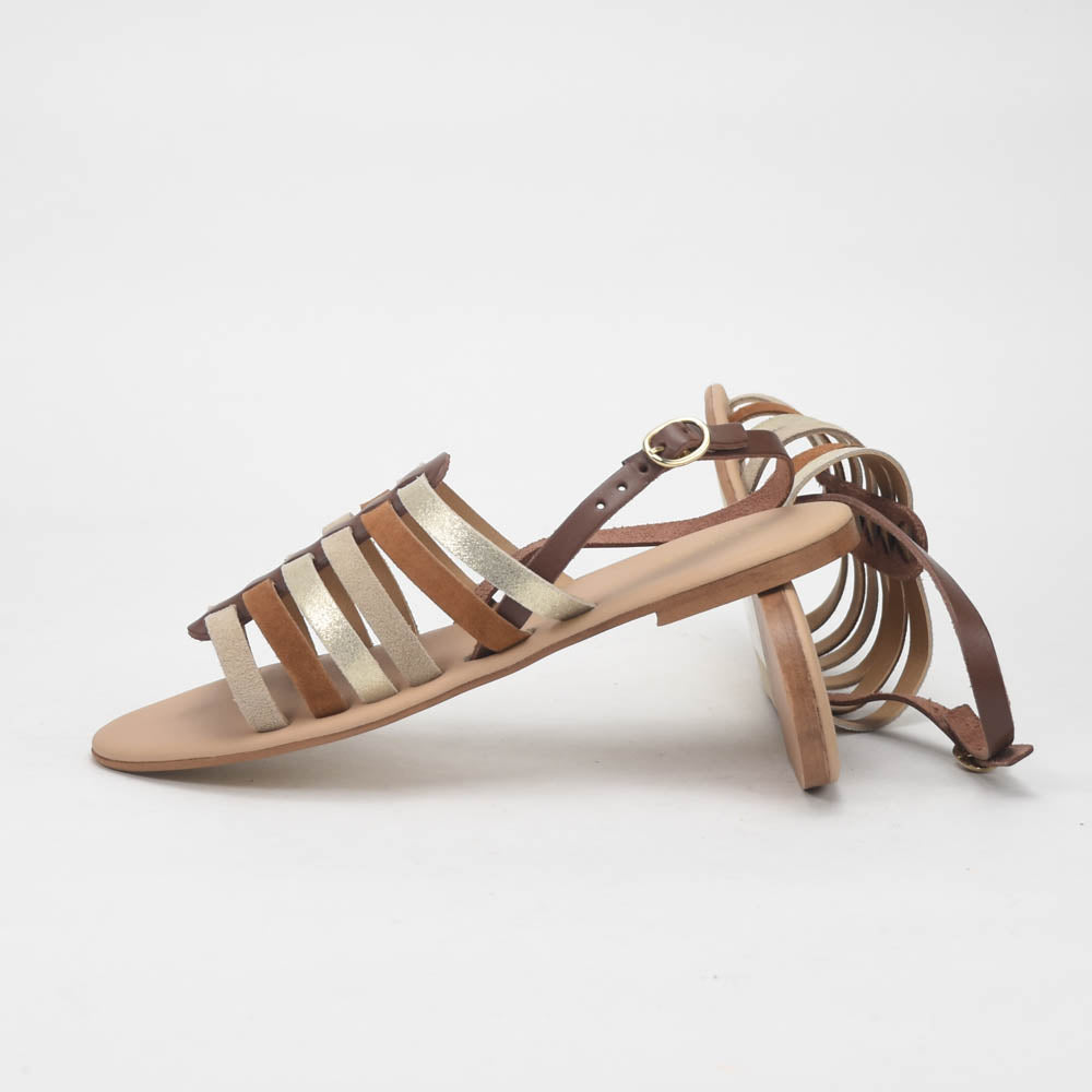 ANDRÉ SANDALES FEMME SECRETE CUIR MARRON BEIGE - 52321631404