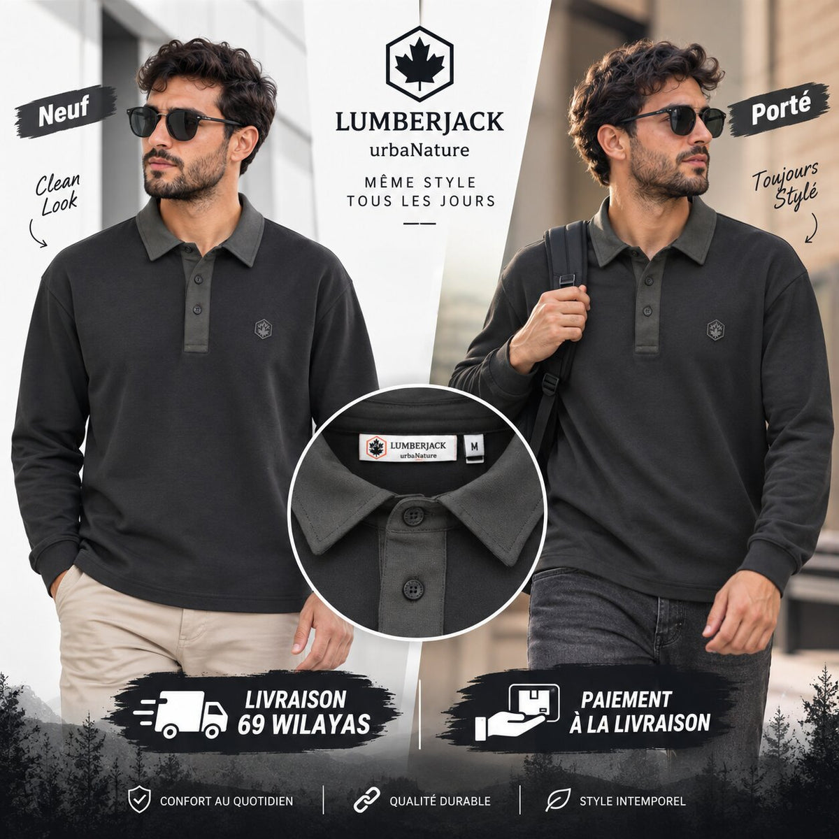 LUMBERJACK POLO LS - LBJ-00507-GRY