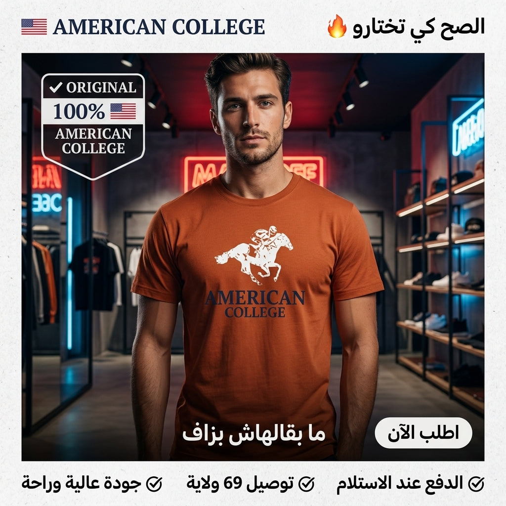 American College t-shirt pour Homme - TS260103-BROWN